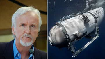 James Cameron e o submersível Titan - Wikimedia Commons/Angela George e Divulgação/OceanGate