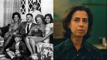 Eunice, Rubens e família (à esqu.) e imagem de 'Ainda Estou Aqui' (à dir.) - Arquivo pessoal e Divulgação