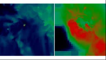 Simulação de vapor de água se formando após explosão de uma supernova primitiva - Divulgação/Baleia et al.