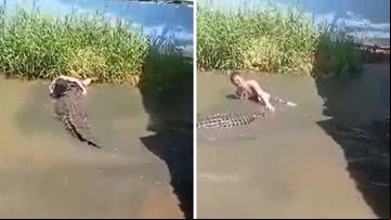 Turista é atacado por crocodilo nas Filipinas - Reprodução/X