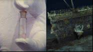 Registro do amostra e imagem da varredura digital do Titanic - Reprodução/Vídeo e Atlantic Productions / Magellan