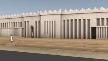 Réplica do Templo Helenístico de Girsu dedicado a Hércules e Ningirsu - Reprodução / The Girsu Project e artefacts-berlin.de